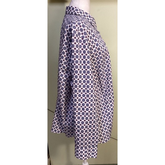 Talbots Plus Size 3X Non-Iron Purple Blue White Medallion Print Button-Up Blouse - Picture 4 of 6